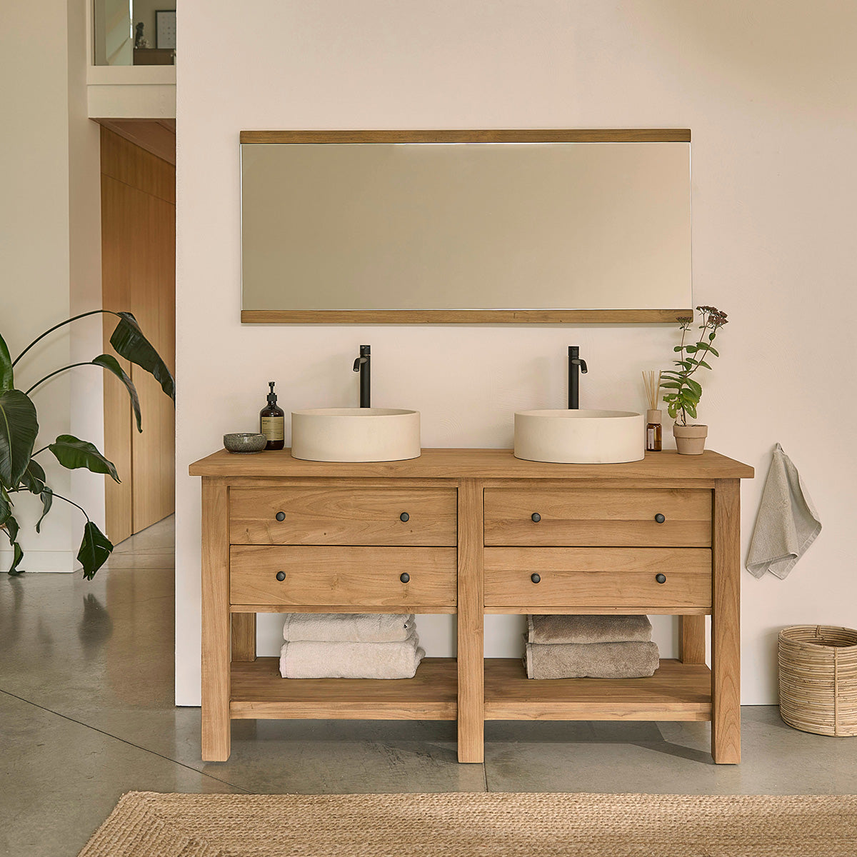 NAHELE - Mueble de baño de teca maciza 150 cm