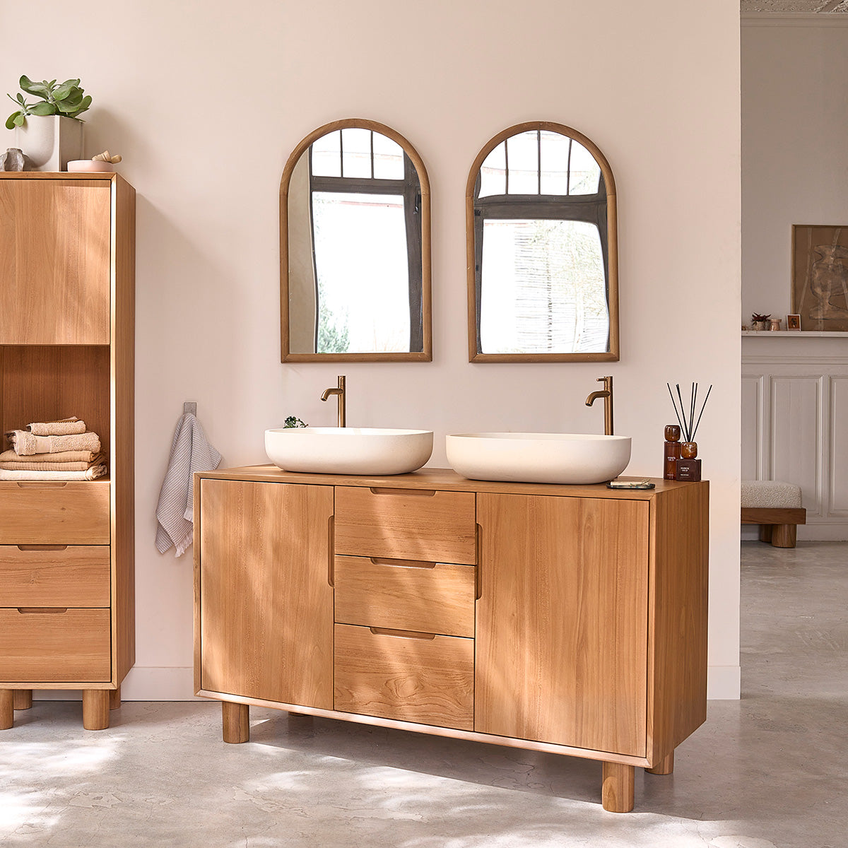 GUSTAVE - Mueble de baño de teca maciza 140 cm