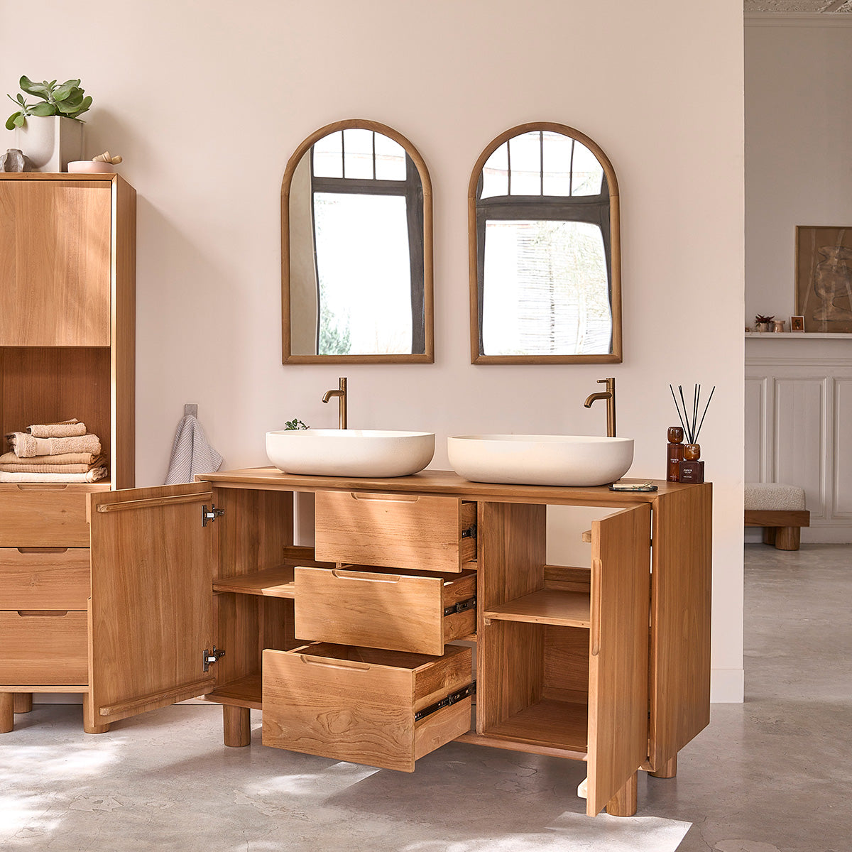 GUSTAVE - Mueble de baño de teca maciza 140 cm