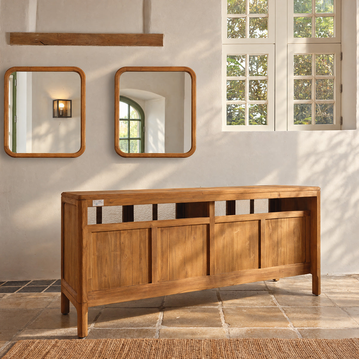VELDE - Mueble bajo lavabo de teca reciclada de 180 cm