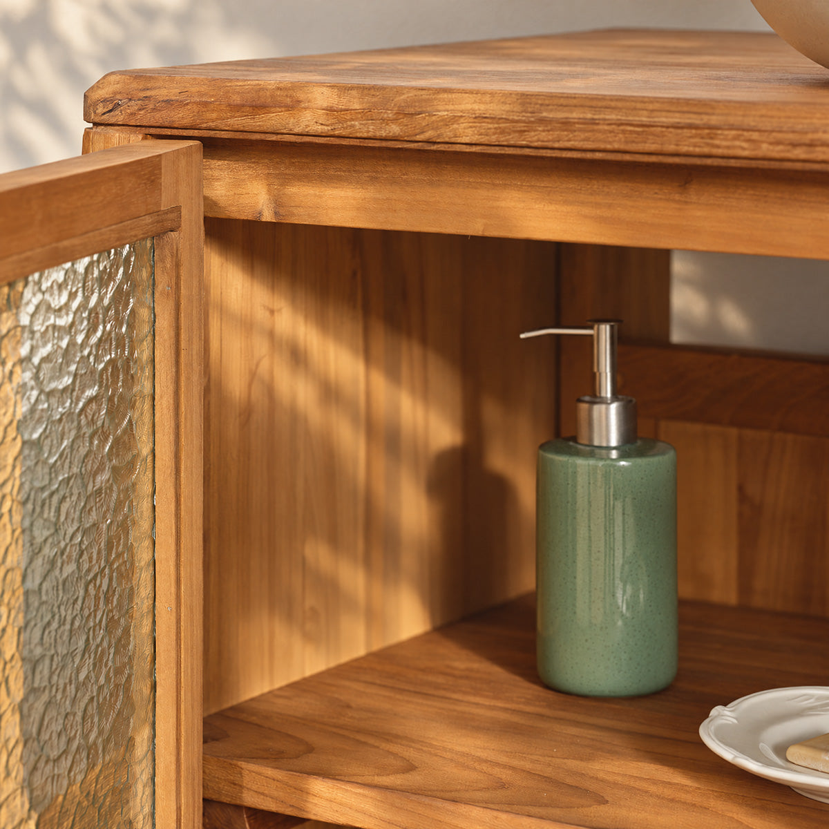 VELDE - Mueble bajo lavabo de teca reciclada de 180 cm