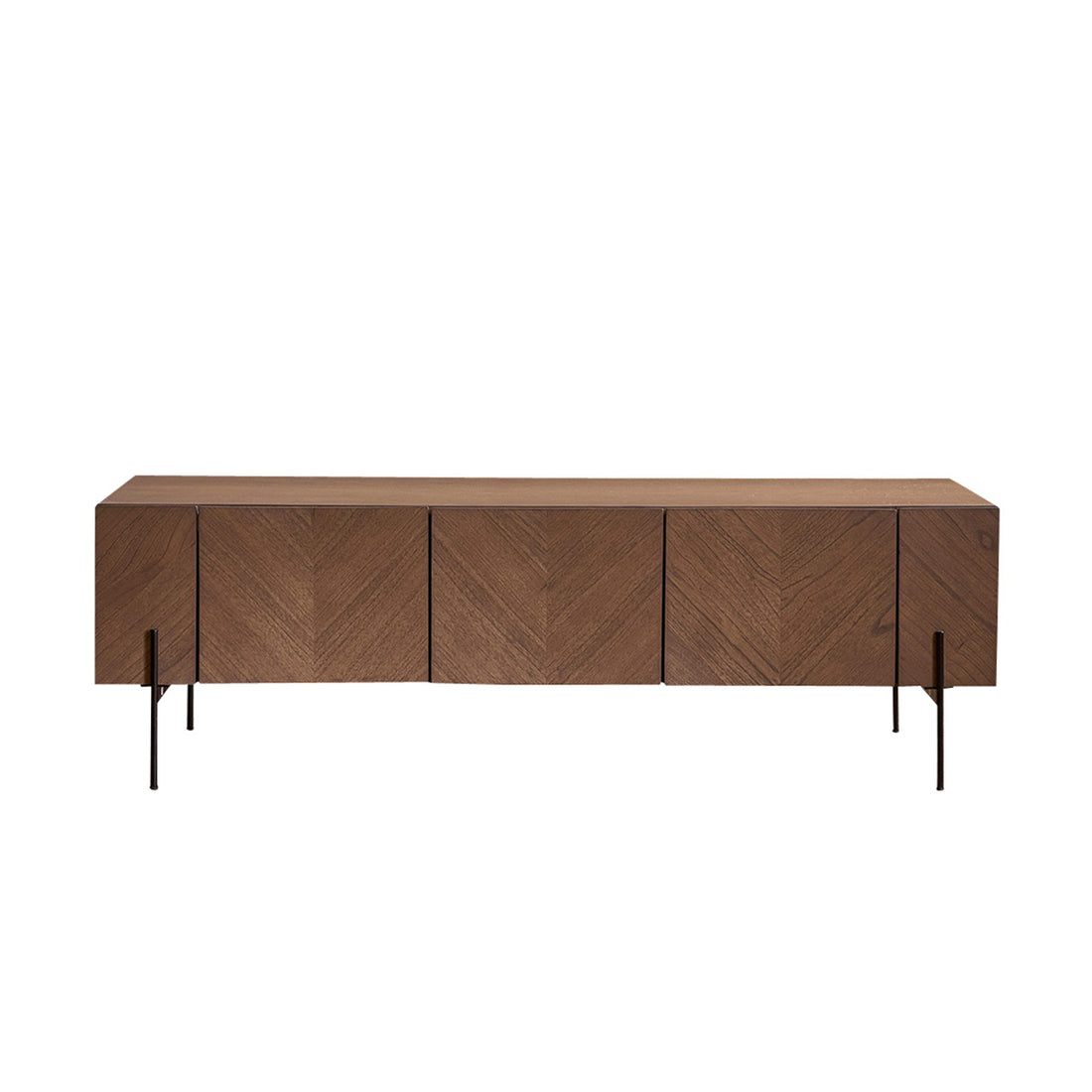 CALIX - Mueble de TV de mindi macizo con patas de metal 160 cm