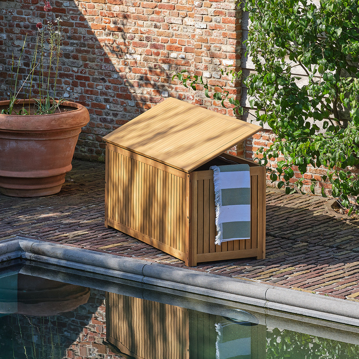 MILOS - Caja de almacenamiento para jardín de madera maciza de acacia aceitada
