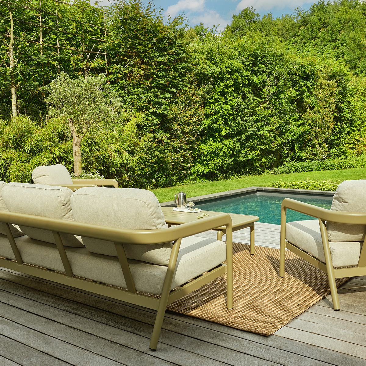 ORYO - Conjunto de muebles de jardín bajos de aluminio