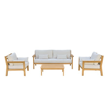 Conjunto de muebles de jardín bajo de teca maciza con cojines