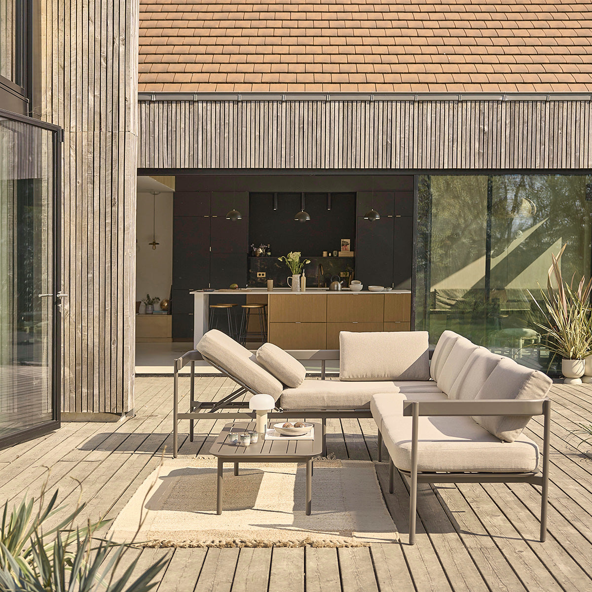 ALVAR - Conjunto de muebles de jardín bajo de aluminio