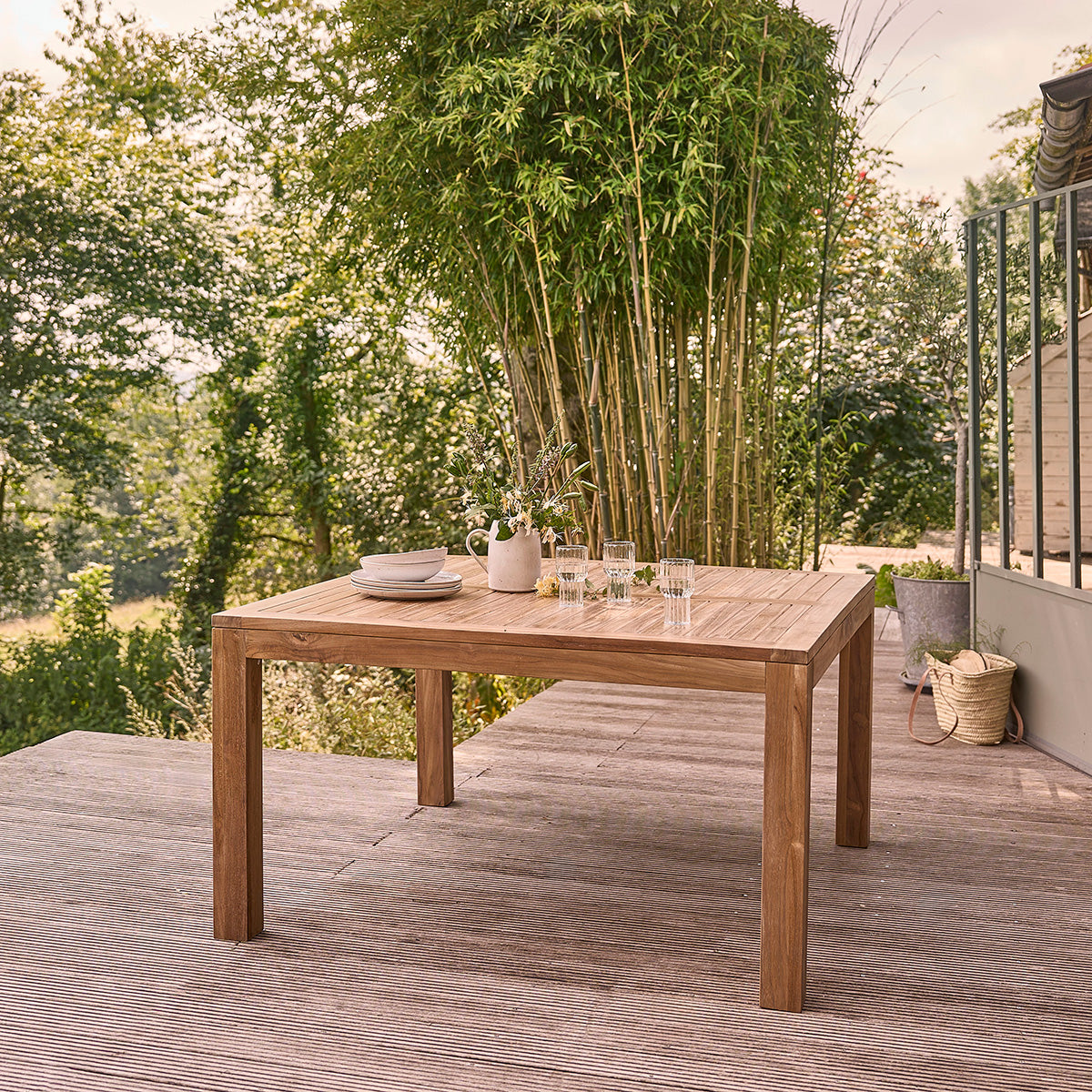 AMBRE - Conjunto de muebles de jardín de teca maciza para 8 personas