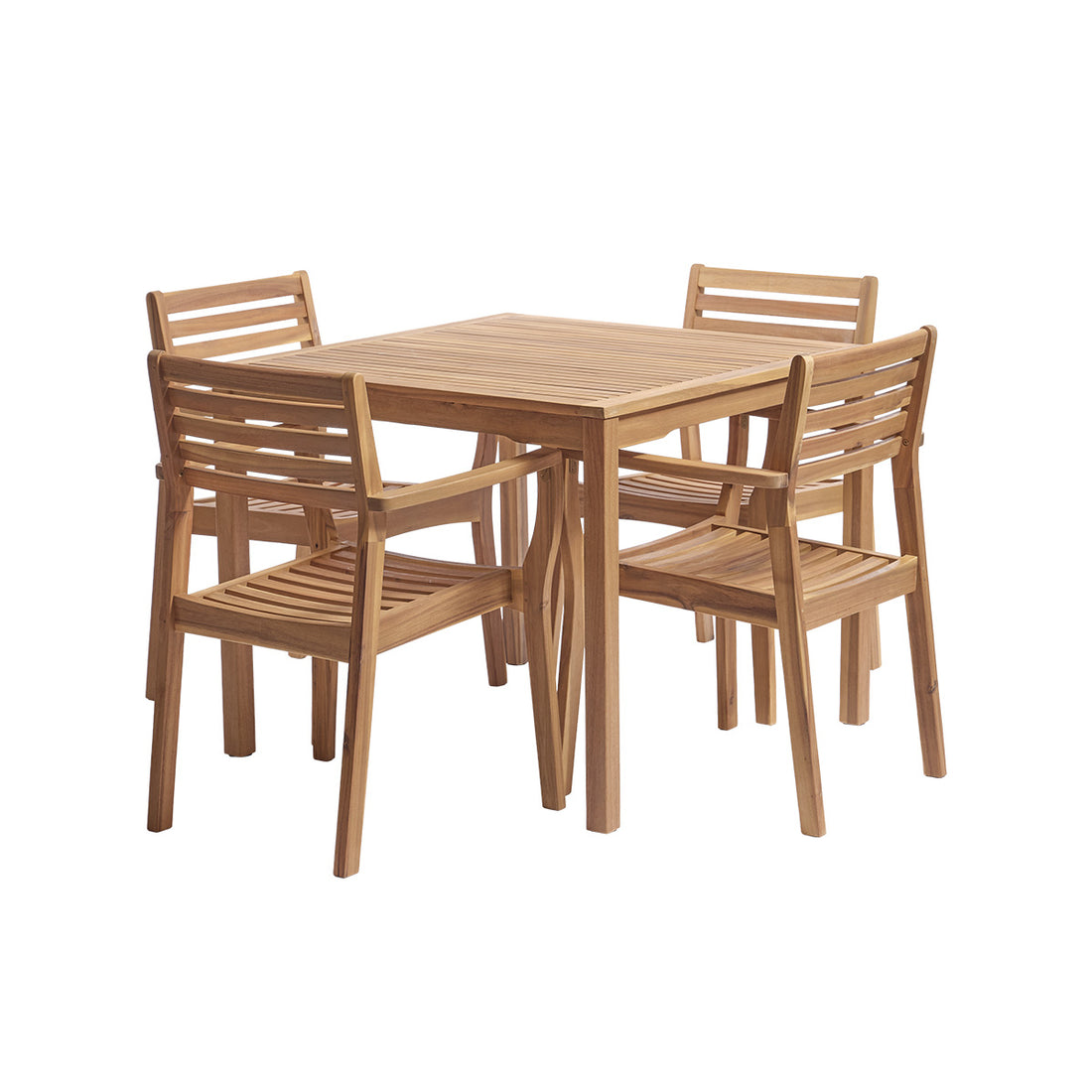 MILOS - Conjunto de jardín de acacia maciza aceitada para 4 personas.