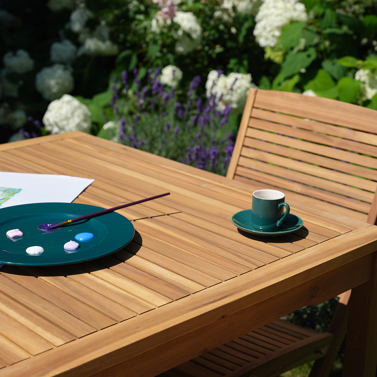 MILOS - Conjunto de jardín de acacia maciza aceitada para 4 personas.