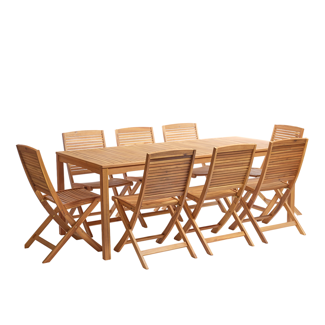 MILOS - Conjunto de jardín de acacia maciza aceitada para 8 personas.