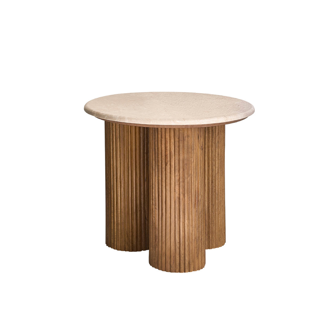 TOSCANE - Mesa auxiliar de madera de mango y mármol redonda
