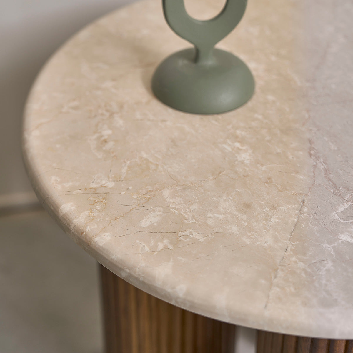 TOSCANE - Mesa auxiliar de madera de mango y mármol redonda