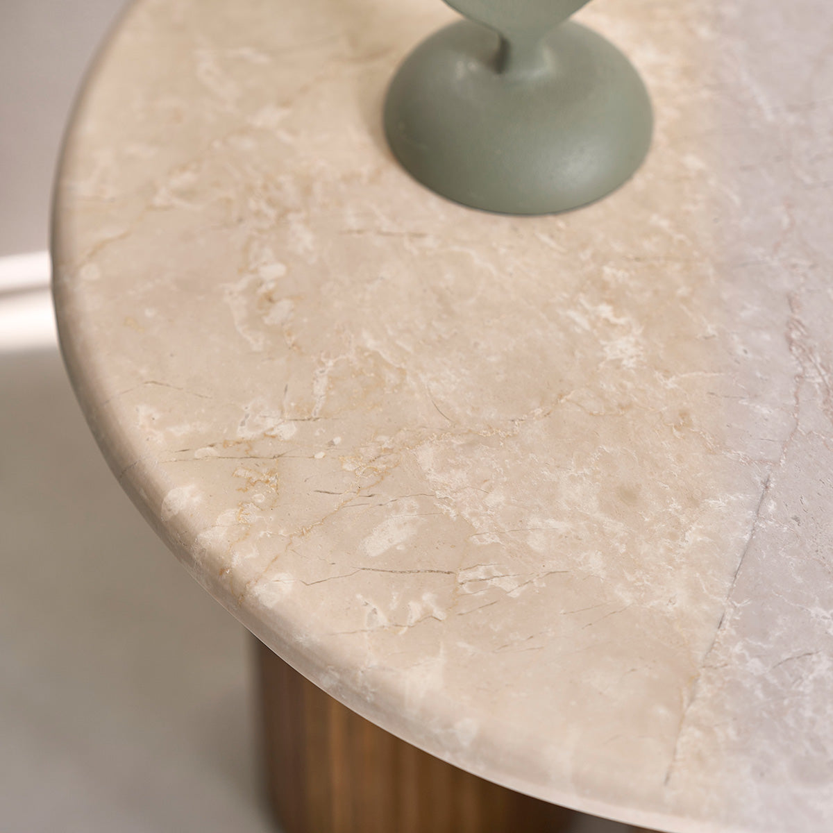 TOSCANE - Mesa auxiliar de madera de mango y mármol redonda