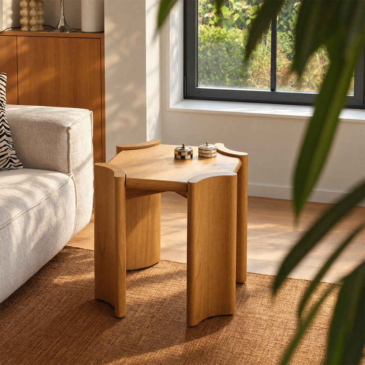 ALVAR - Mesita auxiliar de madera de mindi natural