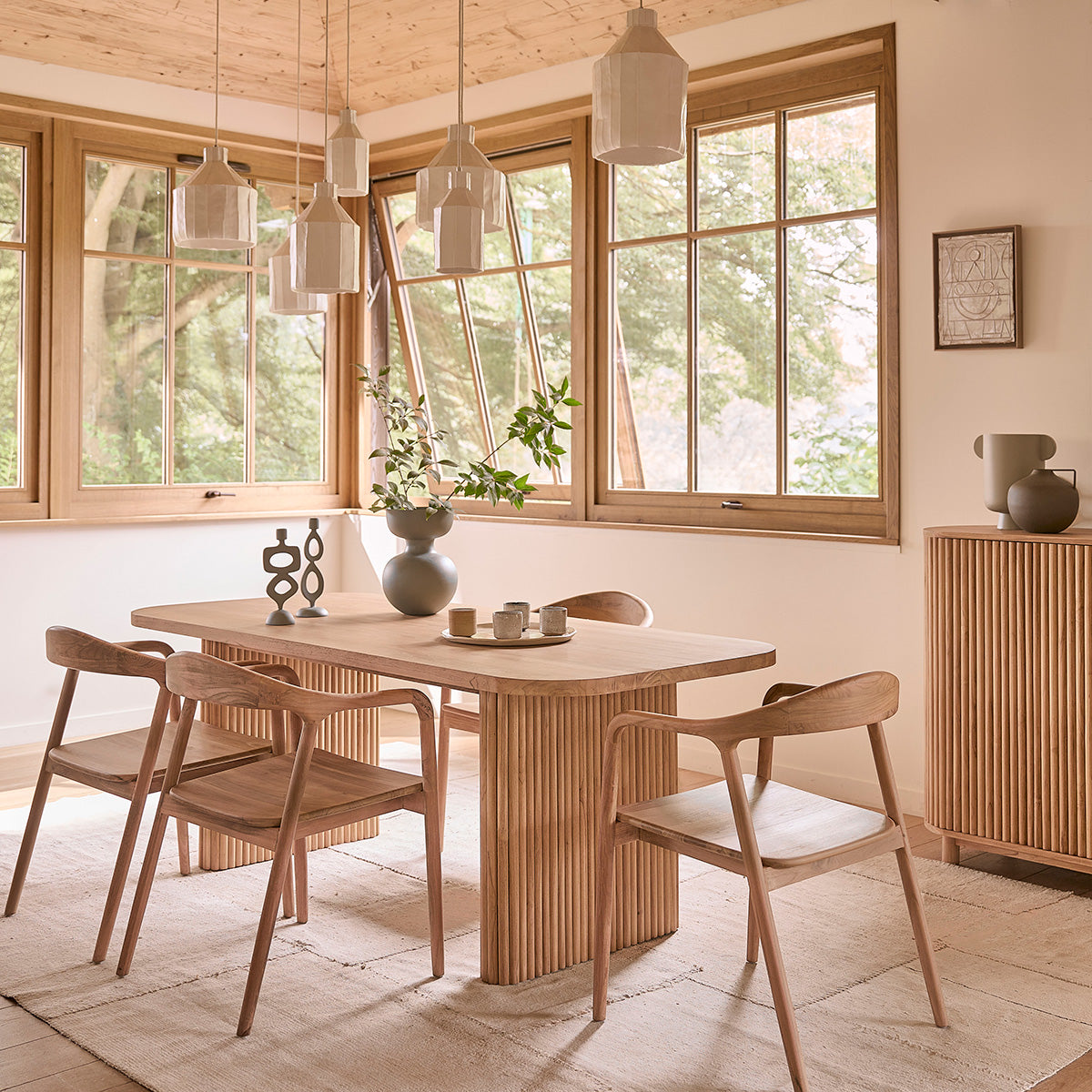 COLINE - Mesa de teca maciza para 6 pers.