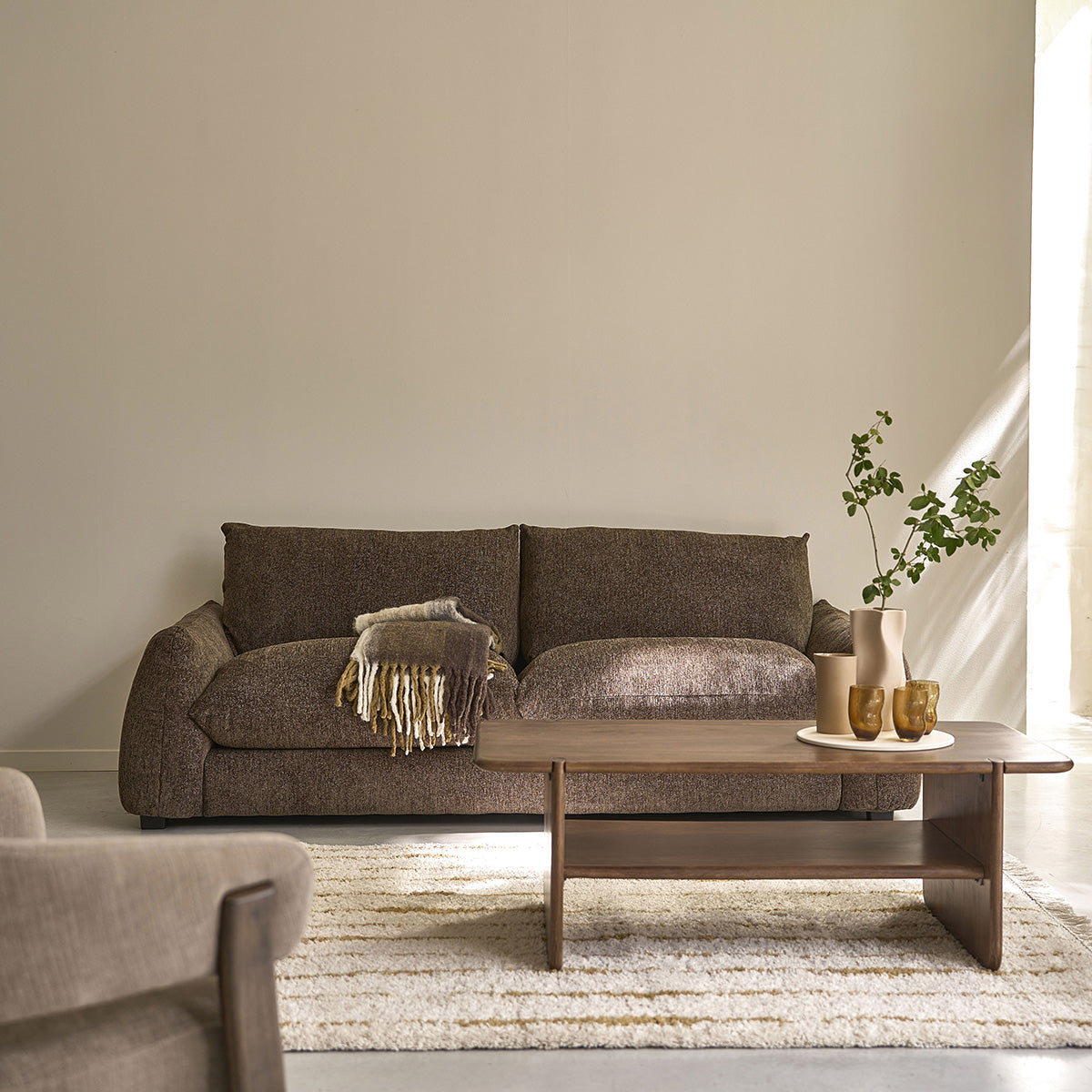 SOFIA - Mesa de centro de madera maciza de mango, 120 cm