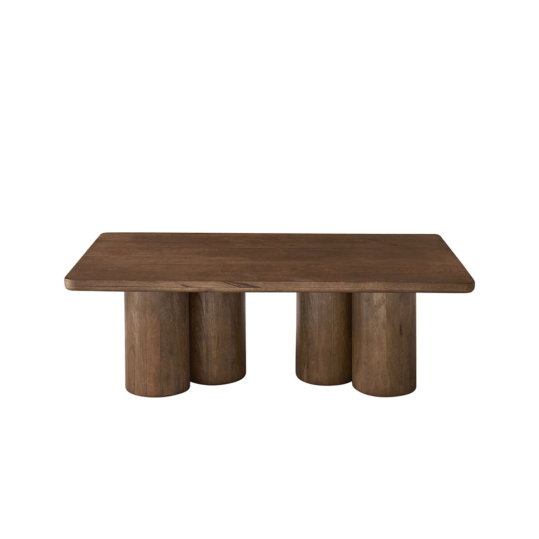 CLEO - Mesa de centro de madera maciza de mango marrón, 120 cm