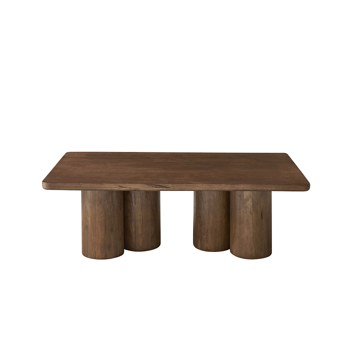 CLEO - Mesa de centro de madera maciza de mango marrón, 120 cm