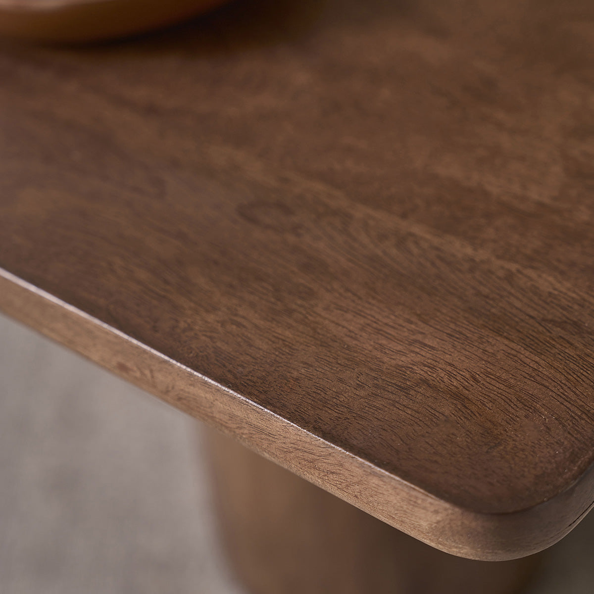 CLEO - Mesa de centro de madera maciza de mango marrón, 120 cm