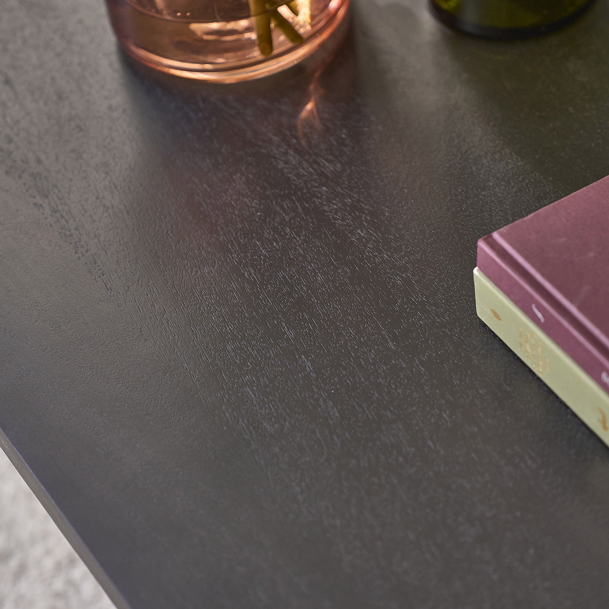 CLEO - Mesa de centro de madera maciza de mango negro, 120 cm