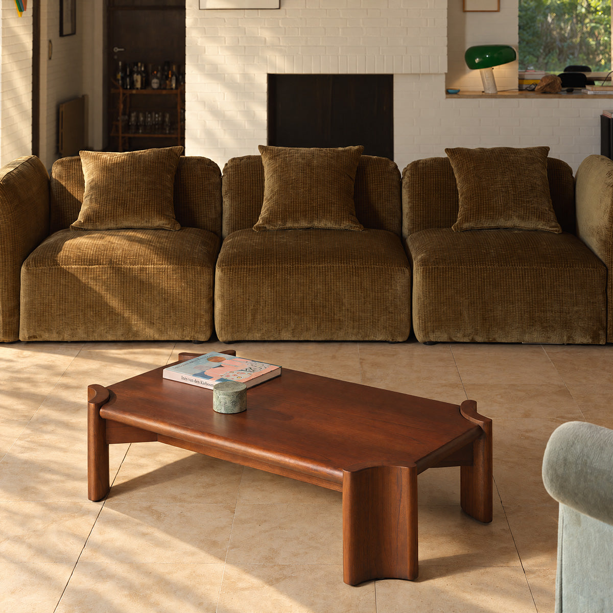 ALVAR - Mesa de centro de madera de mindi de 120 cm