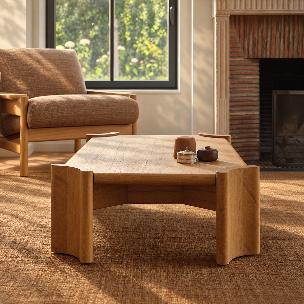 ALVAR - Mesa de centro de madera de mindi natural de 120 cm