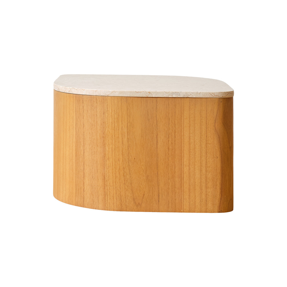 ADA - Mesa de centro de madera maciza de mindi natural y mármol, 74,5 cm