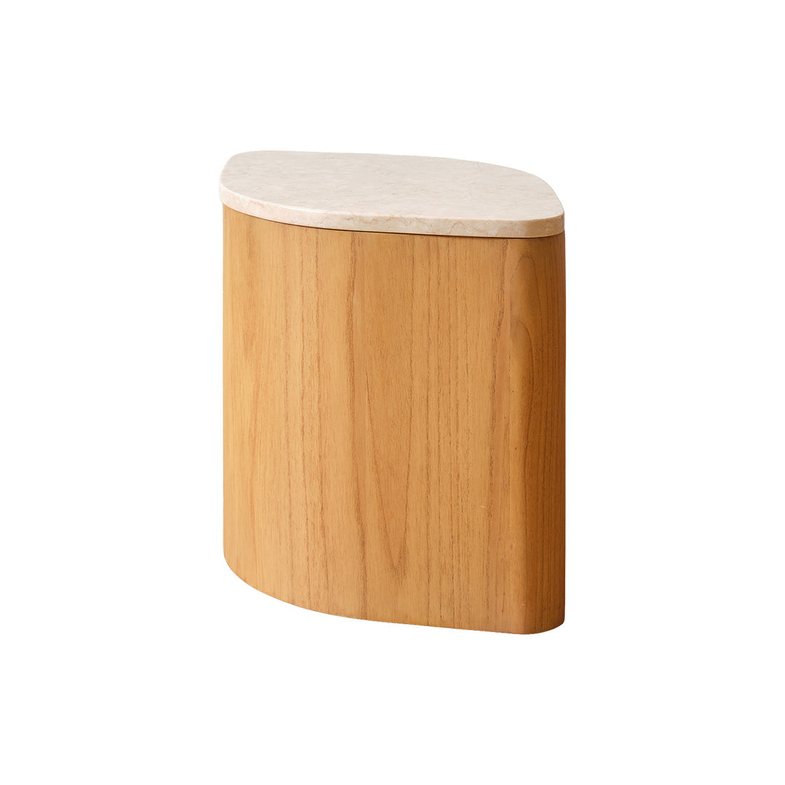 ADA - Mesa de centro de madera maciza de mindi natural y mármol, 56,5 cm