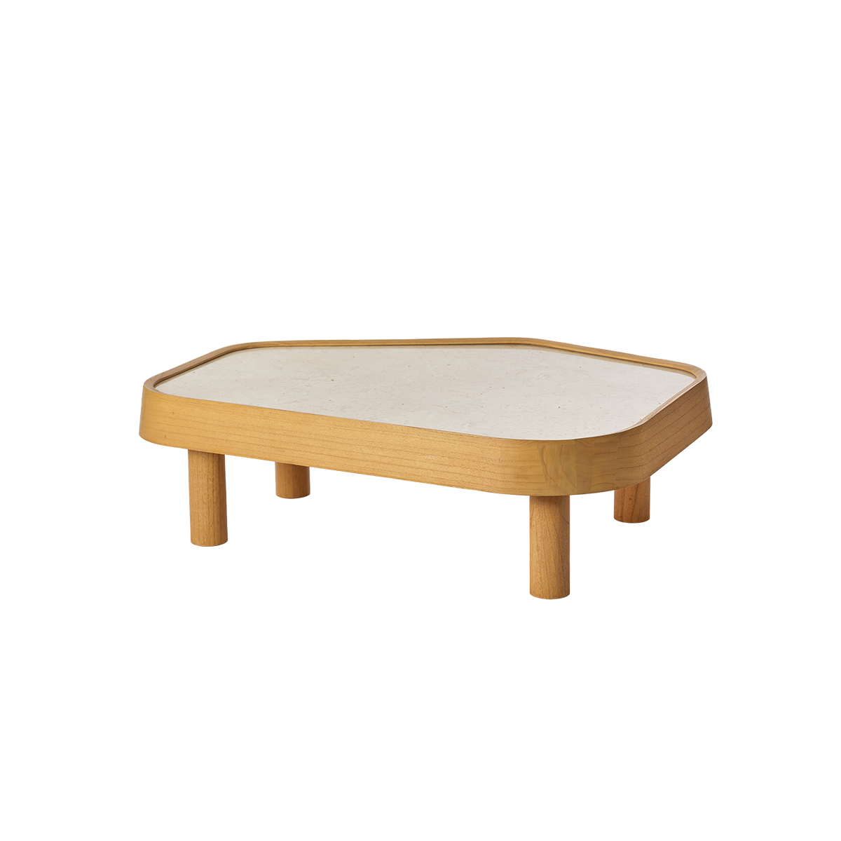 SIMONE - Mesa de centro de madera de mindi natural y mármol, 115 cm