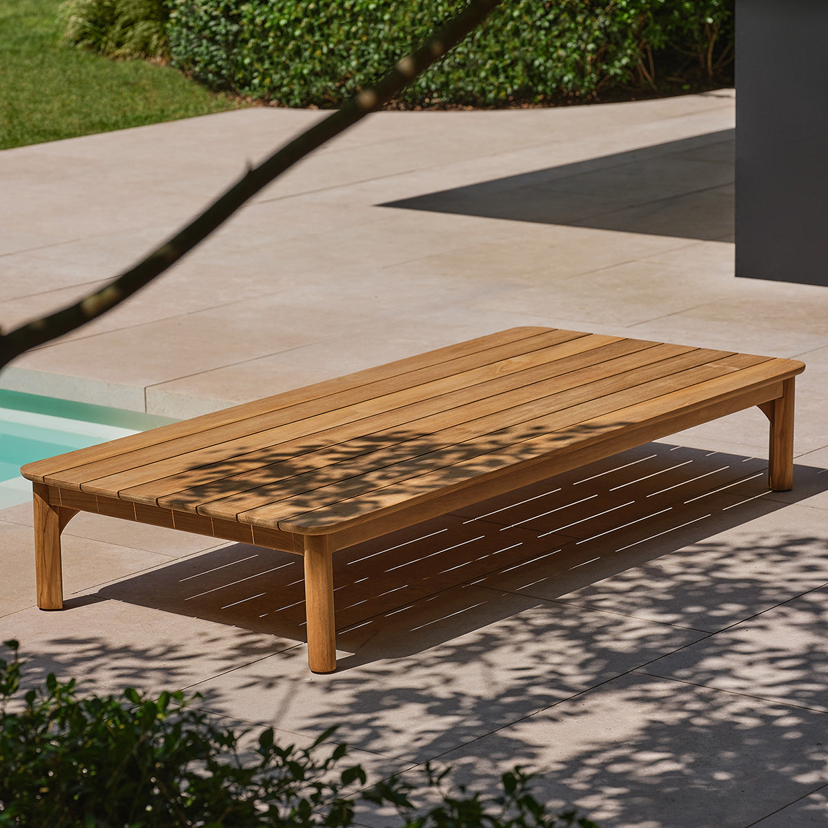 PIANA - Mesa baja de jardín de teca maciza de 170 cm