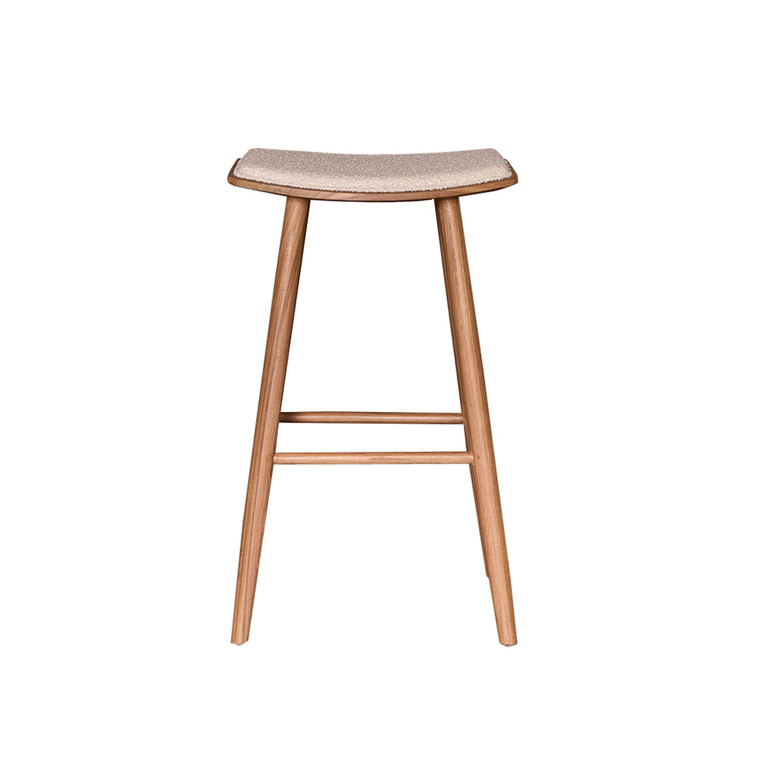 AMBRE - Taburete de teca maciza, asiento de bouclette 75 cm