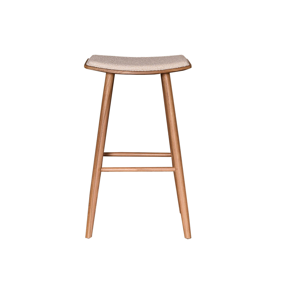 AMBRE - Taburete de teca maciza, asiento de bouclette 75 cm