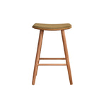 Taburete de teca maciza con asiento de terciopelo acanalado 65 cm