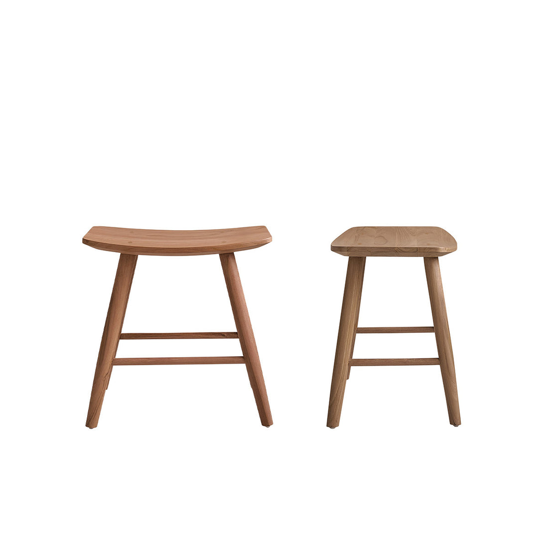 AMBRE - Lote de 2 taburetes de teca maciza 45 cm