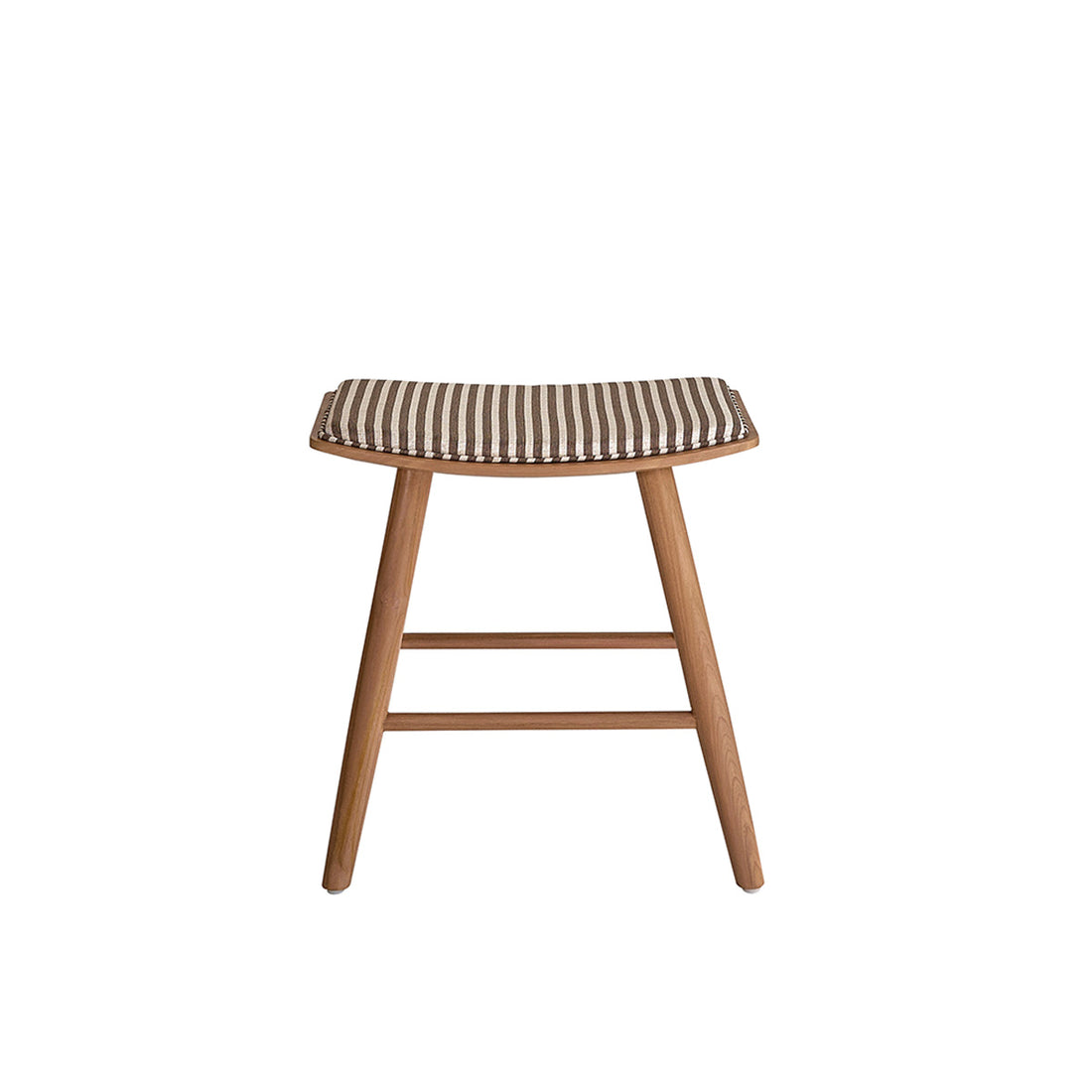 AMBRE - Taburete de teca maciza con asiento de rayas 45 cm