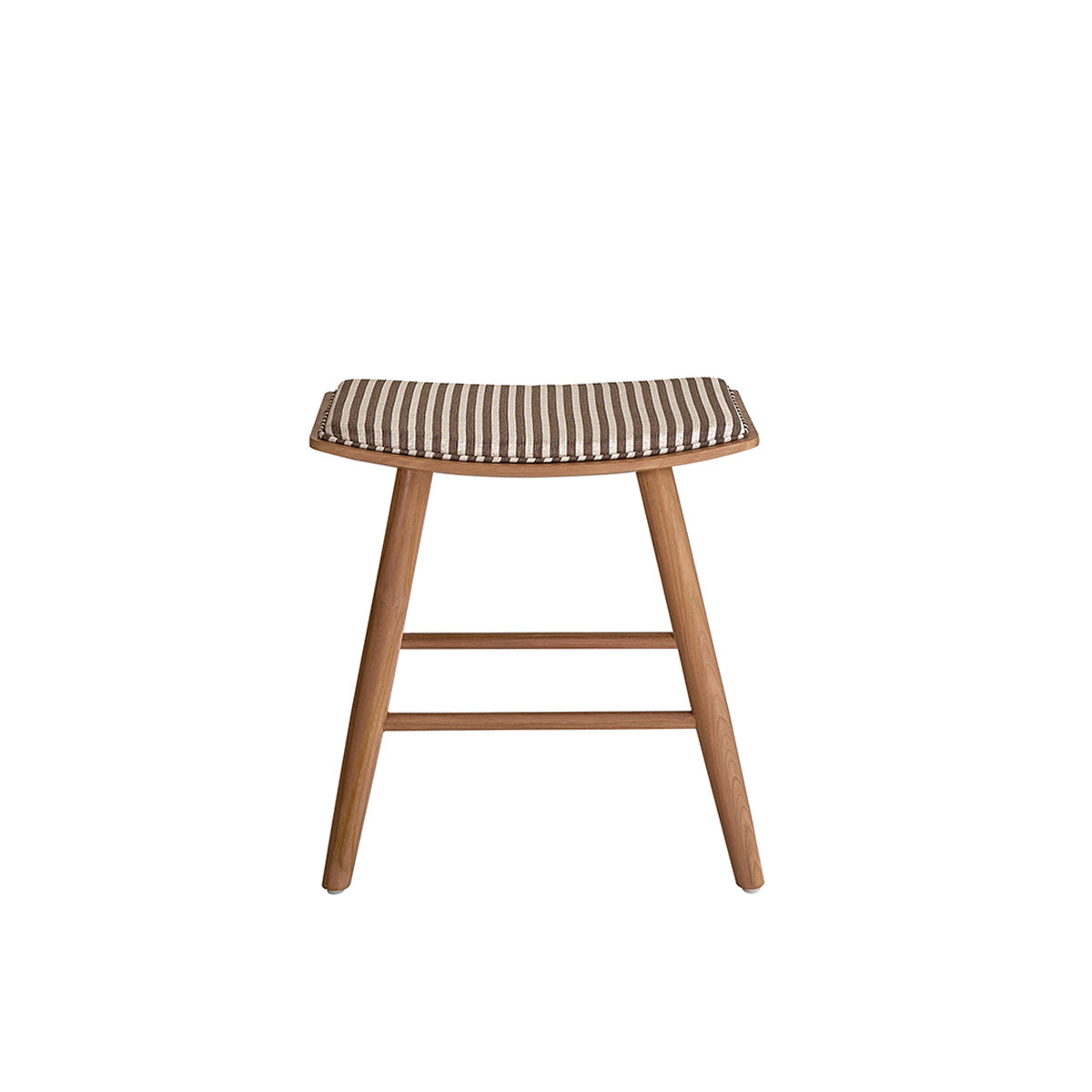 AMBRE - Taburete de teca maciza con asiento de rayas 45 cm