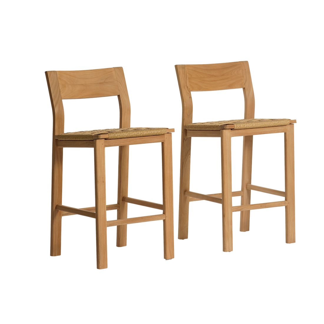 PIANA - Silla de bar de jardín de teca maciza (juego de 2)