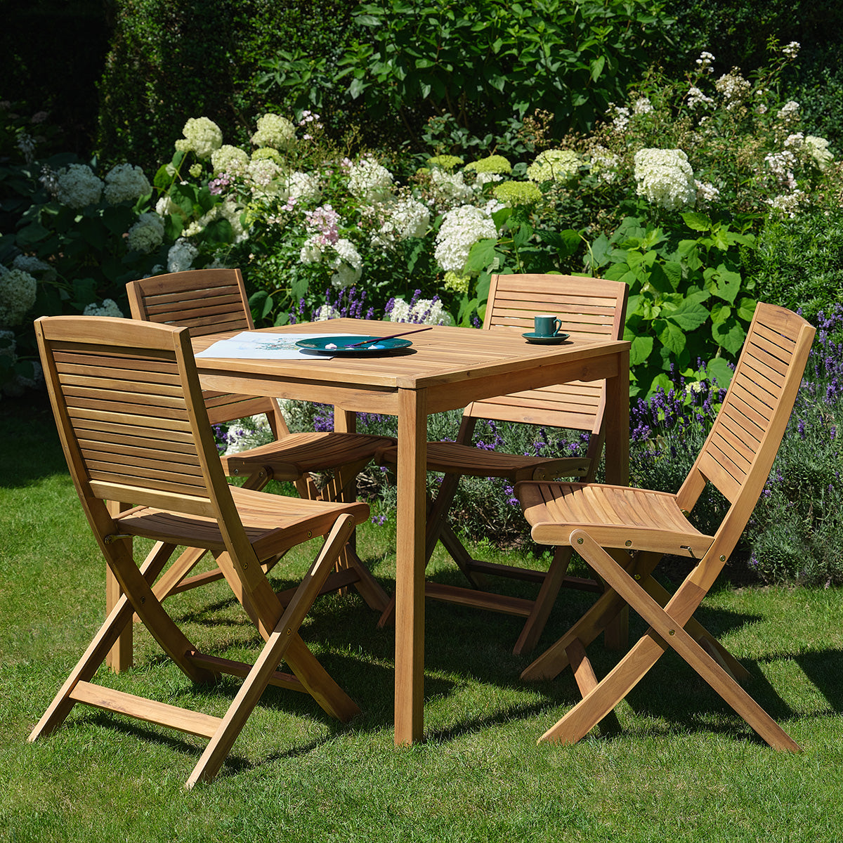 MILOS - Mesa de jardín de madera maciza de acacia aceitada, 90 cm