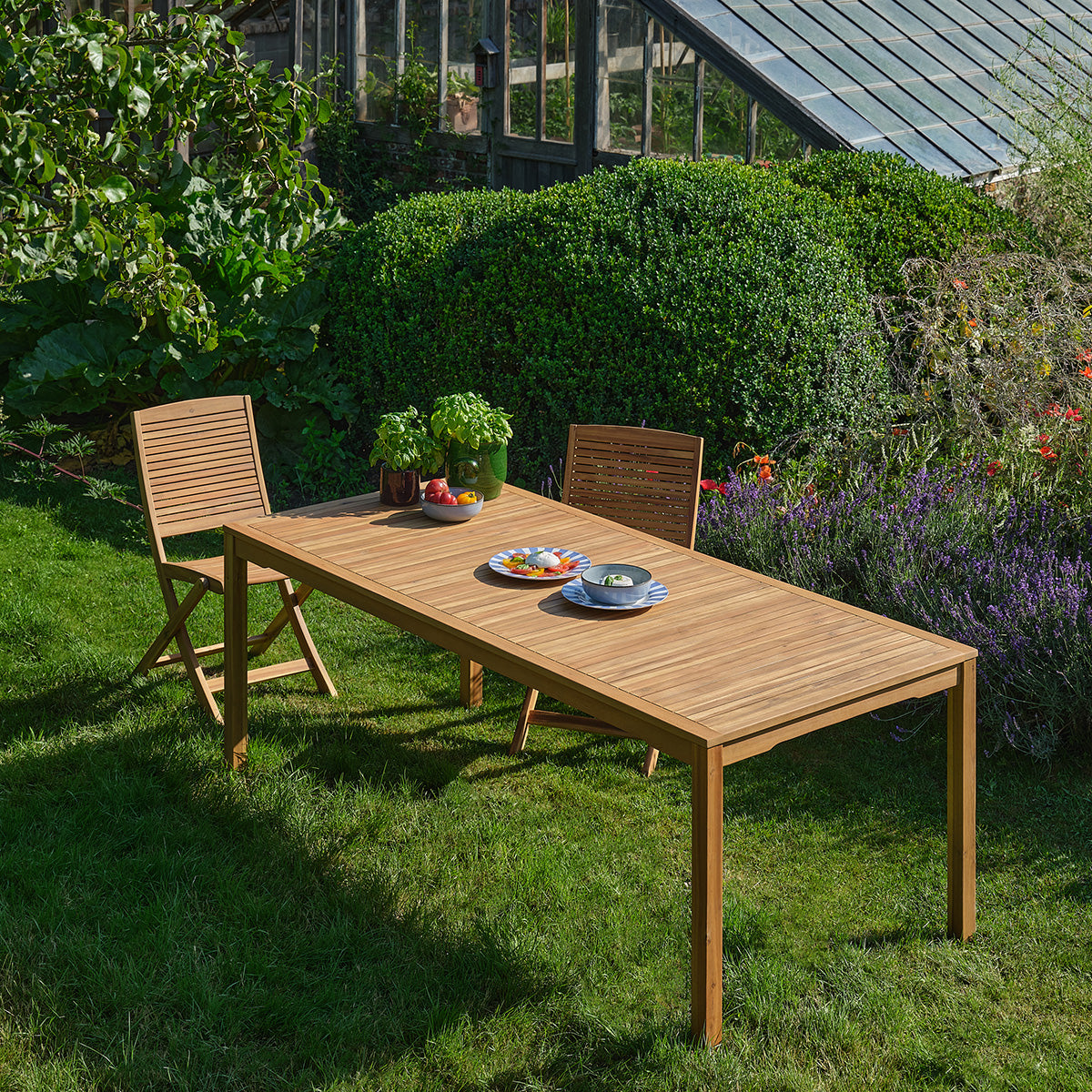 MILOS - Mesa de jardín de madera maciza de acacia aceitada, 200 cm