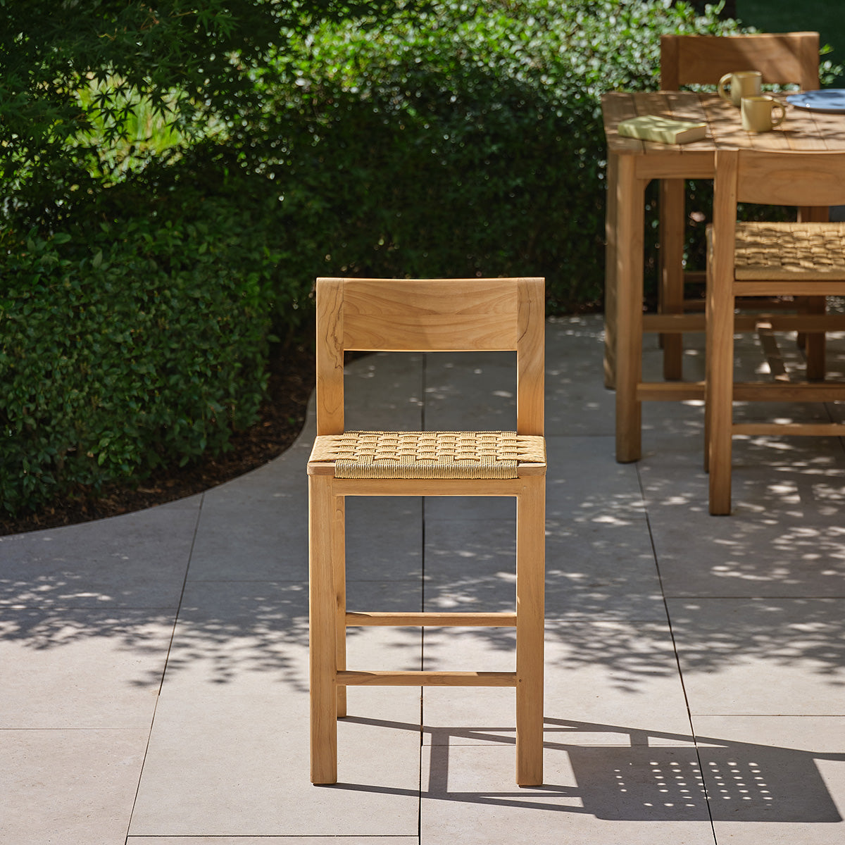 PIANA - Silla de bar de jardín de teca maciza de primera calidad
