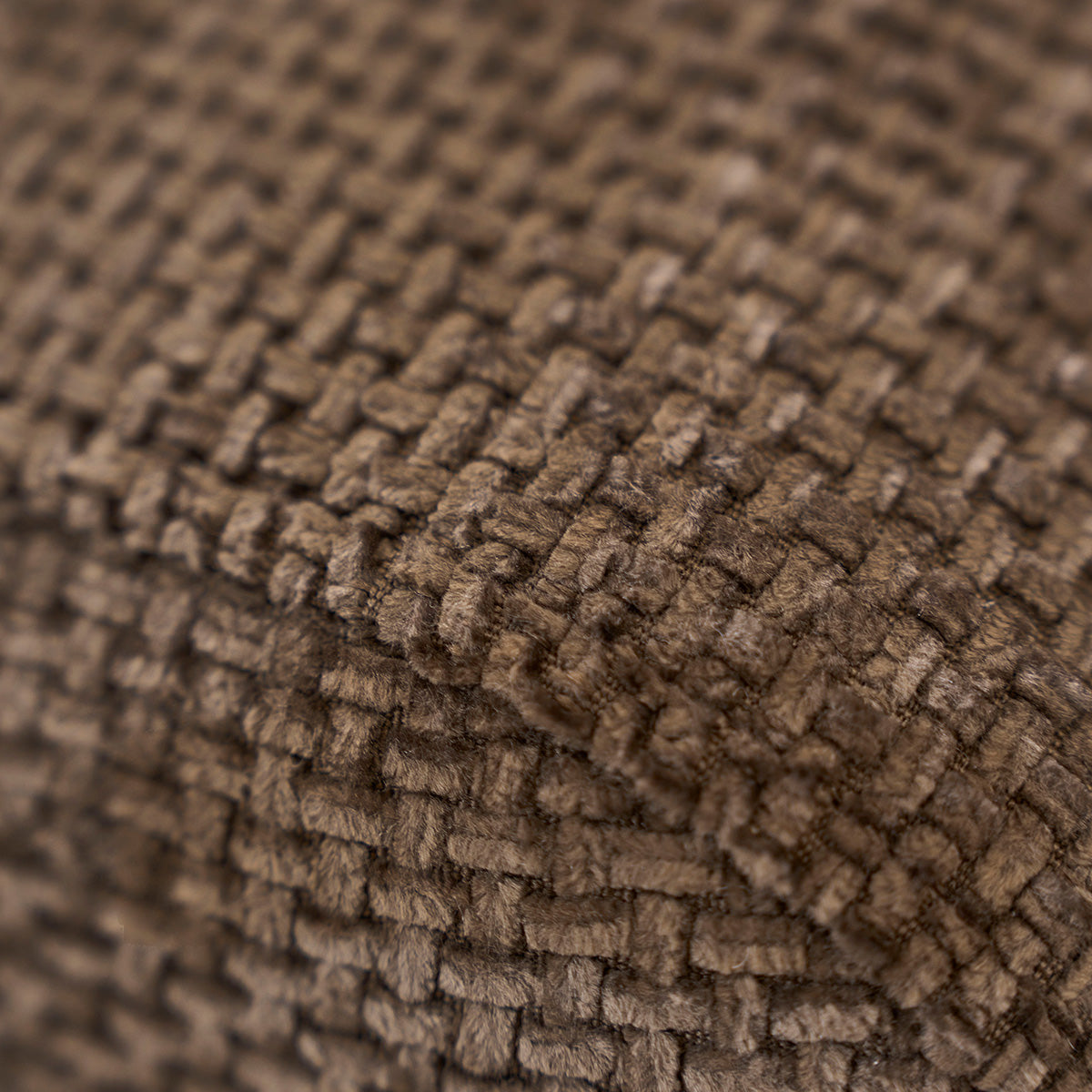 ALPHONSE - Sofá recto de 3 plazas en terciopelo trenzado moca