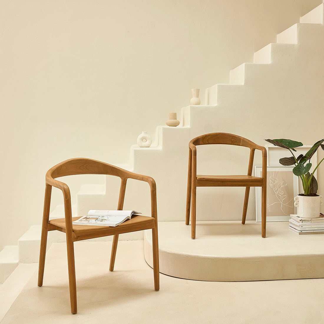 AMBRE - Juego de 2 sillas de teca maciza
