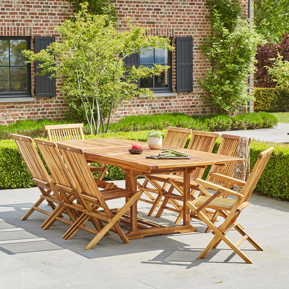 BALI - Salón de exterior extensible de teca maciza para 8/10 pers.