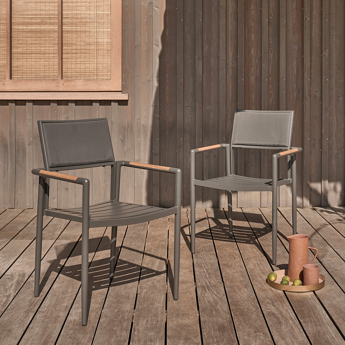 SIENA - Sillón de jardín de teca maciza y aluminio (lote de 2)