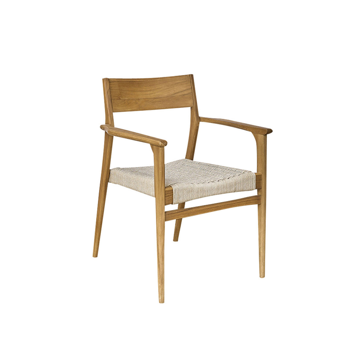 LIVIE - Sillón de jardín de teca maciza y cuerda beige