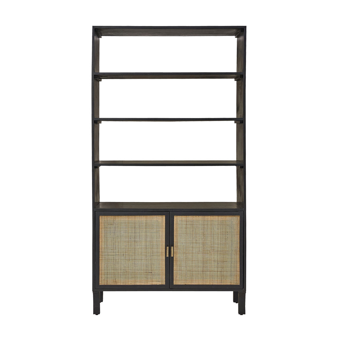 BLAISE - Librería de mango macizo negro y rejilla de 170 cm