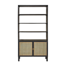 Librería de mango macizo negro y rejilla de 170 cm