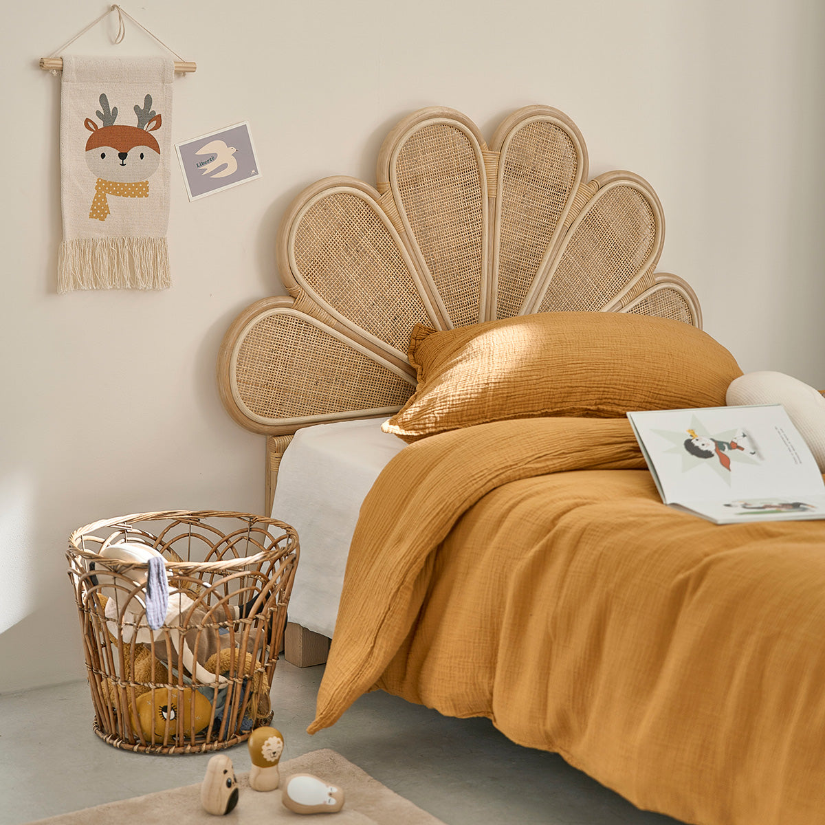 ROMY - Cabecero de ratán y rejilla de 90 cm