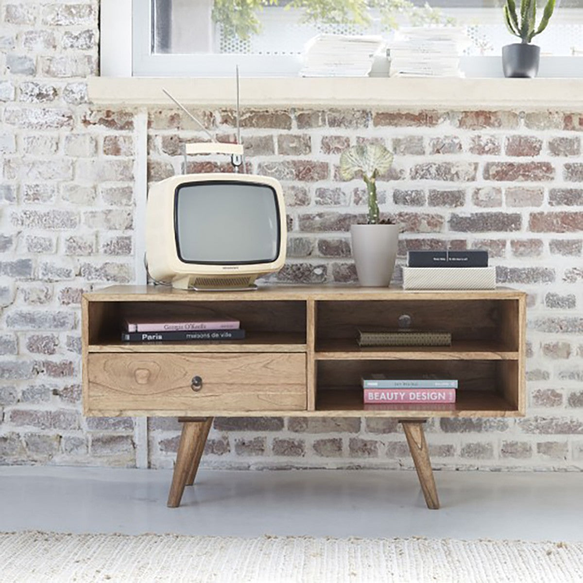 OSCAR - Mueble de TV de mindi macizo 110 cm