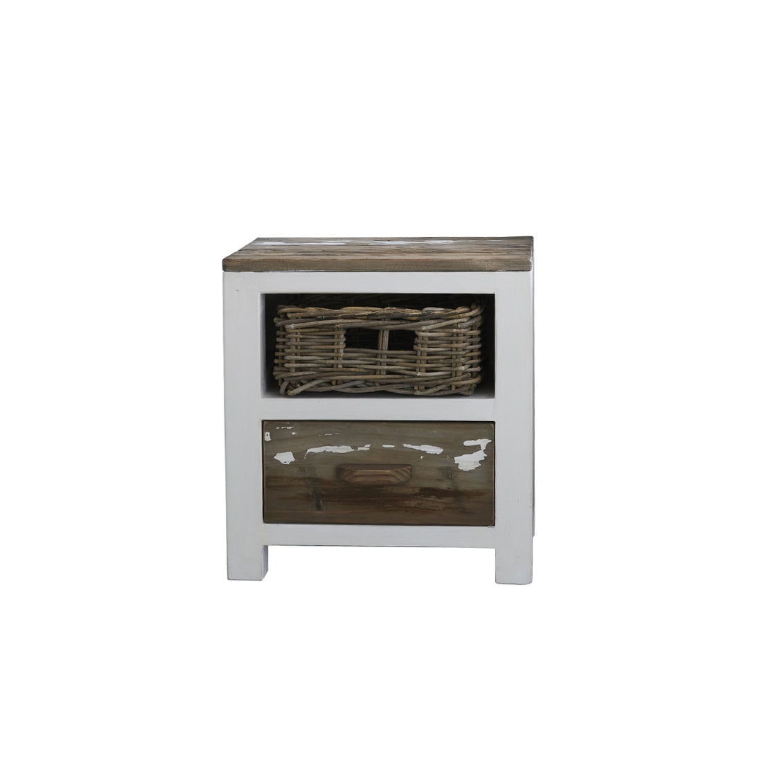 HONFLEUR - Mesita de noche de madera maciza reciclada 45 cm